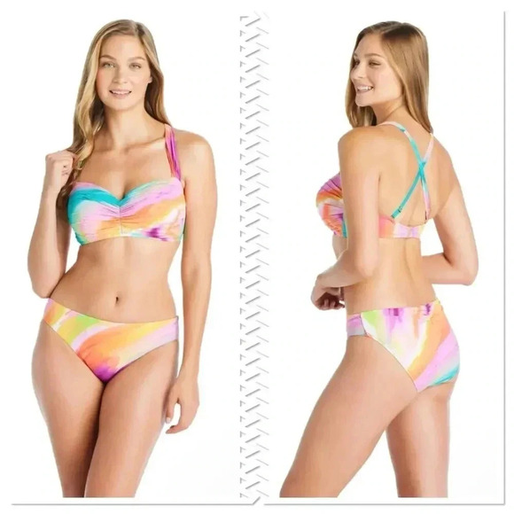 Bleu by Rod Beattie Women's Splash Out Shirred Bikini Top and Bottom - Picture 1 of 14